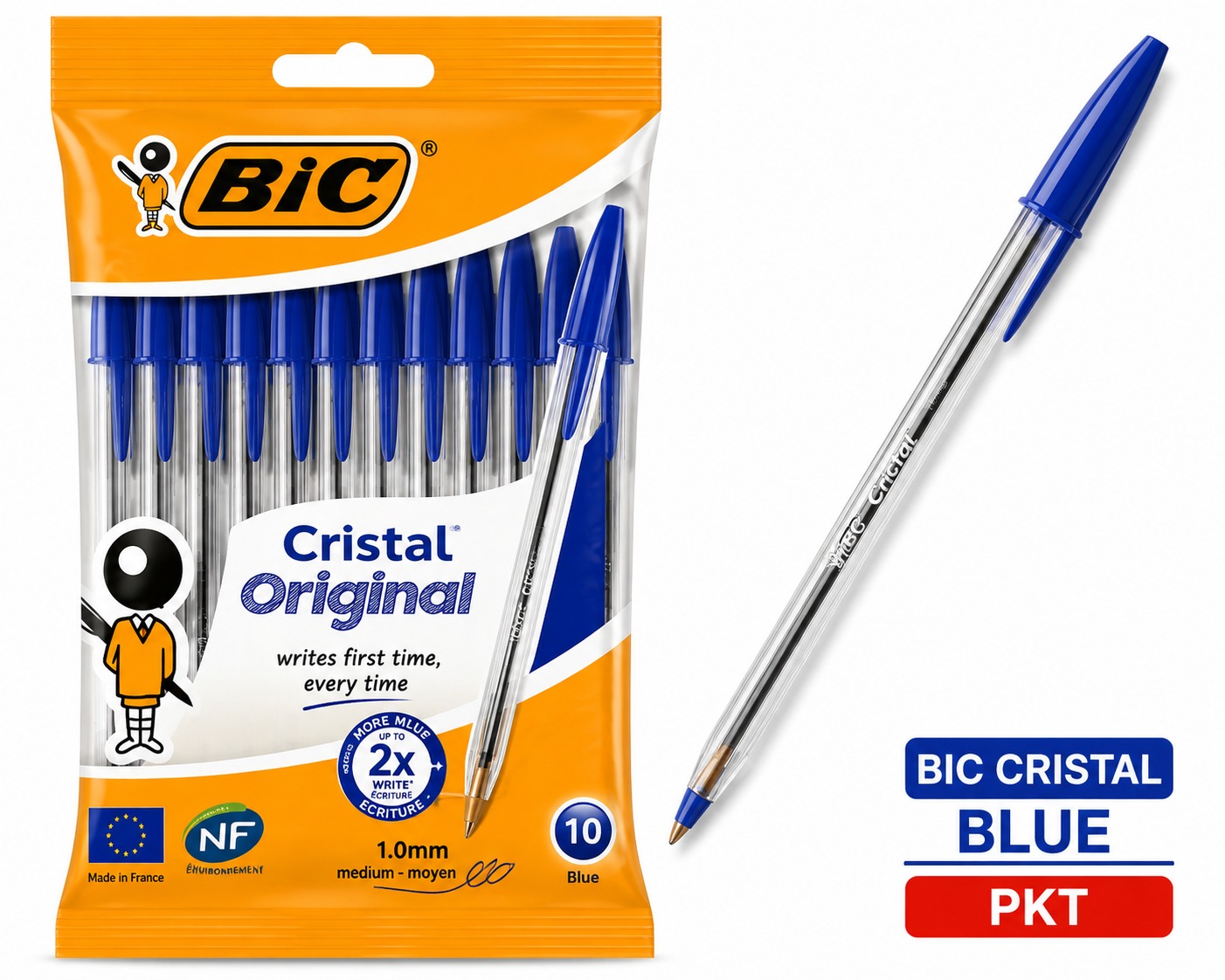 BIC CRISTAL BLUE PKT